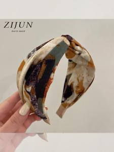 Original Design Wide Edge Crossed Hairband Vintage Fashion High Hairline Face Washing Hairband Gradient Color Korean Style