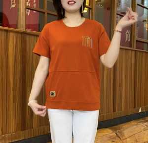 Summer New Pure Color Embroidered Short Sleeve T-Shirt Casual Loose Mom Clothes Large Size Thin Top Fashionable All Match