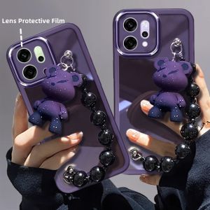 Casing OPPO Reno14 F Reno14 Pro Reno 14 14Pro 14F 5G Phone Case New Design Cute Cartoon Bulldog Bear Doll Bracelet Pendant Transparent Lens Protection Soft Cover 2025