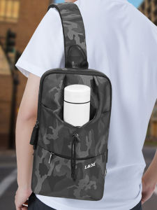 Casual Mens Crossbody Chest Bag Simple Single Shoulder Sporty Trendy Oxford Cloth Zipper Closure Vertical Square Shape Backpack