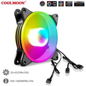พัดลมเคส Coolmoon Magic Moon ARGB 3pin 5V 4pin PWM 120mm 1800RPM