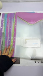 Long Vertical Loose-leaf File Bag 11 Holes Waterproof Binder Pouch Set Transparent File Organizer