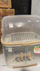 Large Capacity Dish Organizer with Cover Double Door Dish Rack Kitchen Storage Cabinet Large XL