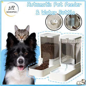 SKISOPGO 3.8L Pet Dog Feeder Slow Food Cat Automatic Feeding Water Bowl Transparent Food Storage Container For Puppy Kitten Accessories