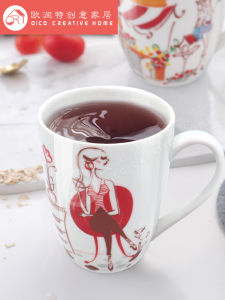 Ceramic Cat Head Mugs Couple Coffee Cups with Spoon Cover Creative Cartoon Design Tea Cups Large Capacity 301mL-400mL Office Use