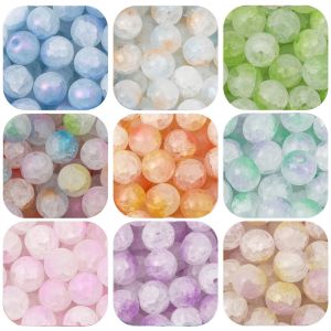 50ชิ้น8มิลลิเมตรหยกเลียนแบบลูกปัดทรงกลมกระจกแตกสำหรับสร้อยคอสร้อยข้อมือเครื่องประดับ DIY ทำหัตถกรรมอุปกรณ์