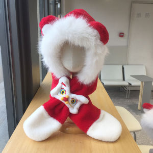 Mũ Trẻ Em Nhung Đỏ Mùa Đông Xuân Mới Mũ Trẻ Em Trùm Đầu Ấm Áp Cho Bé Gái Và Bé Trai Mũ Trẻ Em Mùa Đông Ấm Áp Đa Năng