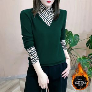 QIAOXIZI | Long Sleeve Turtleneck Top for Middle-aged Women