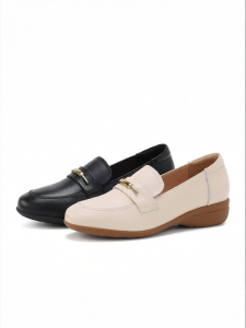 Hotwind | Full Grain Leather Vintage Loafers Height Increase Chunky Heel