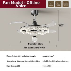 FANZHEN | Invisible Luxury Design Lighting Fan with Wavy Ice Crack Pattern