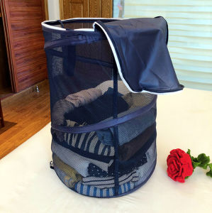 Foldable Large Capacity Dirty Clothes Hamper Doll Toy Portable Bedroom Closet Organizer Chinese Style Pure Color Utility Basket