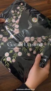 Raisma - Dasima Gamis Putih Hitam aplikasi Bordir Ceruti Busana Lebaran Terbaru