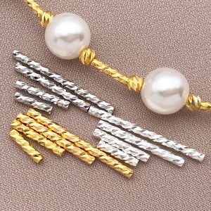 20pcs 18K Copper Plated True Golden Thick Silvery Platinum Batch Flower Connection Tube DIY Bracelet Jewelry Making Accessories