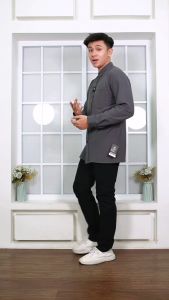 IZIBRO - Kemeja Cotton Pique 24S Lengan Panjang Polos Pria Baju Koko Kerja Kantor Hem Distro Jumbo