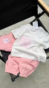 VN A561 T-SHIRT JOGGER TERNO w/ POCKET | PEACH PINK 1-7YO