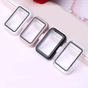A full-coverage watch case for the Samsung Galaxy Fit3 watch made of tempered glass and a hard PC frame drop-proof and durable