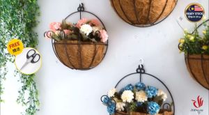 Coconut Palm Half Round Wall Metal Hanging Flower Plant Basket Pot Balcony Garden Sabut Kelapa Pasu Bunga Gantung