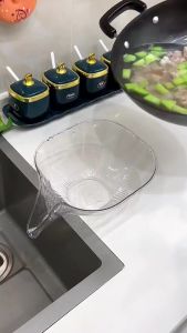 SG【stock】Multi-functional rice washing basket Vegetable fruit rice grain drainage basket PET household kitchen items
