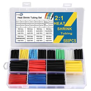 Heat Shrink 2:1 Electric Insulation Tube Kit 45mm Flame Retardant Wrap Cable Sleeve 580/800pcs 5 Colors 12Sizes with Storage Box