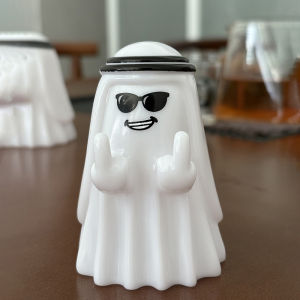 Cute Ghost Statue with Middle Finger Small Scary Ghost Figurine Halloween Home Decorations Funny Gift for Friends