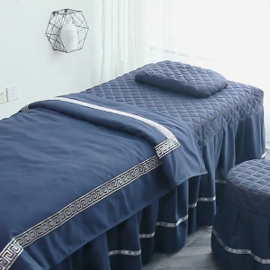 PH IN STOCK High Quality Beauty Salon Bed Cover Massage Spa Bedskirt Pillowcase Stool Cover Dulvet Cover massage bed cover facial bed cover with hole Lash Bed Cover