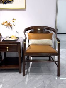 New Chinese Style Three-Piece Leisure Chair Set Ironwood Sofa Chair Balcony Genuine Leather Single Chair Luxury Circle Chair