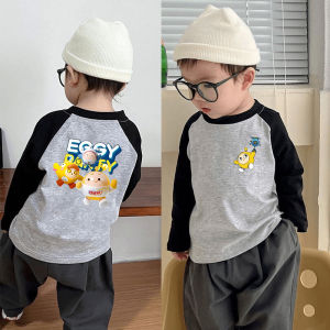 Áo Thun Dài Tay in Họa Tiết Hoạt Hình Cho Bé Trai Mùa Thu Cotton Pha Trộn Thời Trang Trẻ Em Trung Niên Và Lớn