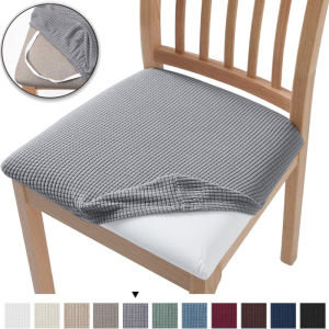 New Stretch Jacquard Chair Seat Covers Chair Removable Washable Upholstered Dining Room Chair Seat Protector Cushion Slipcovers