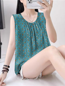 Áo Ba Lỗ Xếp Ly in Hoa Dáng Rộng Mùa Hè Cho Nữ Áo Sơ Mi Cơ Bản Không Tay Áo Khoác Ngoài Áo Ba Lỗ Họa Tiết Hoa Che Bụng