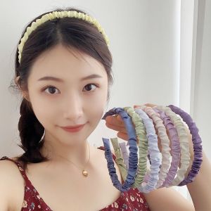 Zy Fashion Satin Pleated Hair Band for Women Korean Style Elegant Candy Color Headband Fashion Girl Hair Accessories