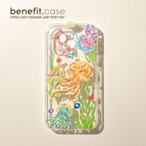 Minimalist Jellyfish Oil Painting Transparent Silicone Phone Case