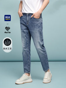 กางเกงยีนส์ทรงสลิมฟิตทรงหลวมสำหรับผู้ชาย HLA กางเกงยีนส์ทรงหลวมสีดำทรงสลิมฟิตสำหรับฤดูร้อนและฤดูใบไม้ร่วง