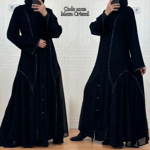 Abaya Gamis Hitam 1002 Dubai Turky Muslim Abaya Fashion Wanita Terbaru