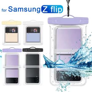 Waterproof Touchscreen Case For Samsung Z Flip Series Foldable Phones Made From High-Transparency TPU Cell Phone Case Dry Bag with Lanyard
