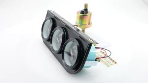 RYSJM | Oil Pressure Water Temp Voltmeter Gauge 52mm 3 in 1 Triple Black Water Temp Oil Pressure Voltage Gauge Kit With Sensor 1/8NPT
