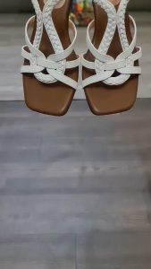 [ẢNH THẬT-FREESHIP] Sandal cao gót nữ nhiều dây ROSATA RO755 -5p- Bạc Trắng- BKSTORE- HÀNG VIỆT NAM