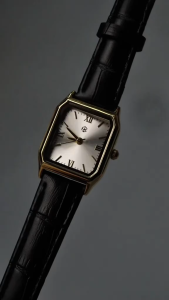 HB Jewelry OMARIS Black Leather Ladies Square Minimalist Formal Business Wear Office Watch Water Resistant Battery Operated Roman Numeral Watch Non Tarnish Hypoallergenic Watch