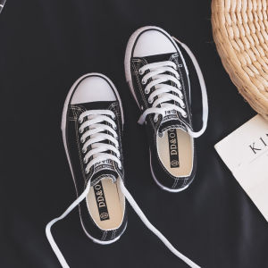 รองเท้าCanvas Black Simple กันน้ำ Rubber สุนัขรุ้ง เส้นด้ายนิตย์ อุปกรณ์การเรียนของกลางใจกลางเด็ก