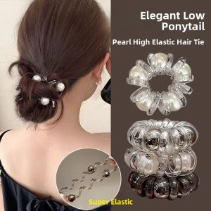 Small round Beaded Hair Ties Womens Low Bun Hair Bands Stylish Hair Accessories Korean Style Fashionable Hair Bands