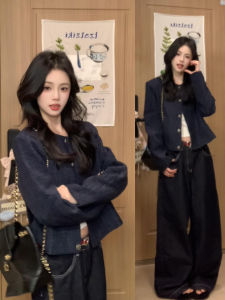 SUHUIQIAN | New Autumn Short French Style Petite Shoulder Coat for Women