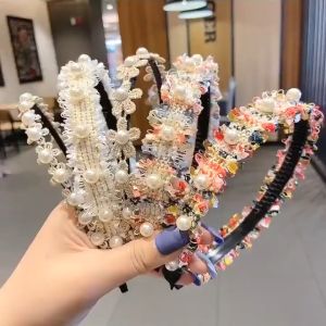 Bando Korea Anak Perempuan Aksen Anyaman Kain Mutiara Pearl Bandana Hiasan Rambut Wanita AK245