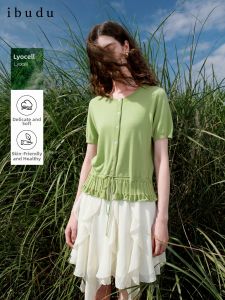 3COLOUR·S | Tencel Short Sleeve Round Neck Knit Cardigan
