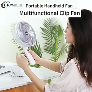 Portable Handheld Fan 3 Gear Mini Electric Fan USB Rechargeable Desk Clip Fan 720°Angle Adjustment Electric Fan