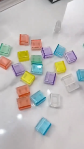 Mini Binder Clips Candy Color Transparent Acrylic - Transparent Push Clip - Multifunctional - for Fixing Paper Office Bill Folder