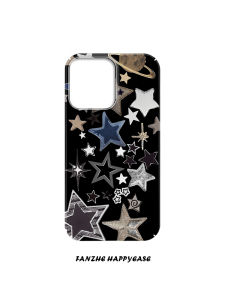 Fashionable Denim Star Phone Case for  15 14pro 13 Artistic Ins Style Protection against Falls Eco-Friendly Plastic Material