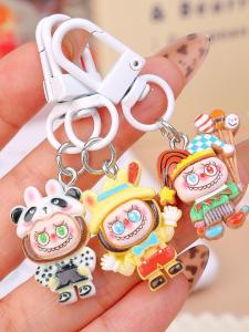 Cartoon Labubu Series Car Keychain Pendant Car Key Ring Decoration Backpack Hanging Ornament Decor Accessories Gifts