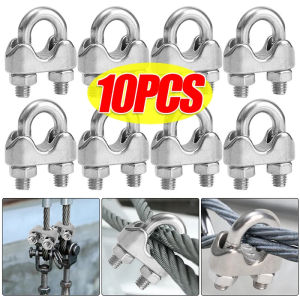 10Pcs U Type M3 M5 Cable Clamp Wire Rope Fixing Clip Bolts Saddle Fastener Metal Heavy Duty 304 Stainless Steel Sling Fastener