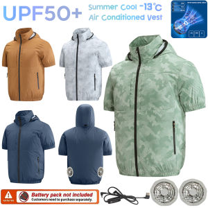 Summer Cooling Fan Short Sleeve Fan Cooling Jacket USB Air Conditioning Clothing Outdoor Fishing Work Heat Protection Cool Vest
