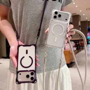 szhaiyu | Transparent Crossbody Phone Case for IPhone 17 Air 16 15 Plus 14 13 12 Pro Max 16E for Magsafe Magnetic Wireless Charging Cover