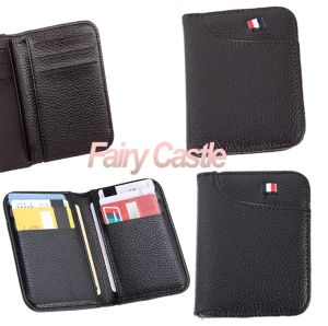 【Fairy castle】 Lichee Pattern Business Wallet Bank Credit Card Case Cardholder for Men Drivers Lincense Leather Coin Purse